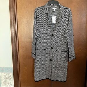 Nine West Button Front Herringbone Weave Sweater Coat. NWT. Sz XS